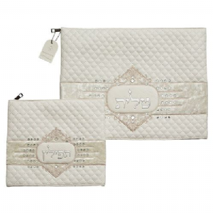 סט טלית תפילין דמוי עור אותיות בולטות - דגם 2 סט טלית תפילין דמוי עור אותיות בולטות - דגם 2
